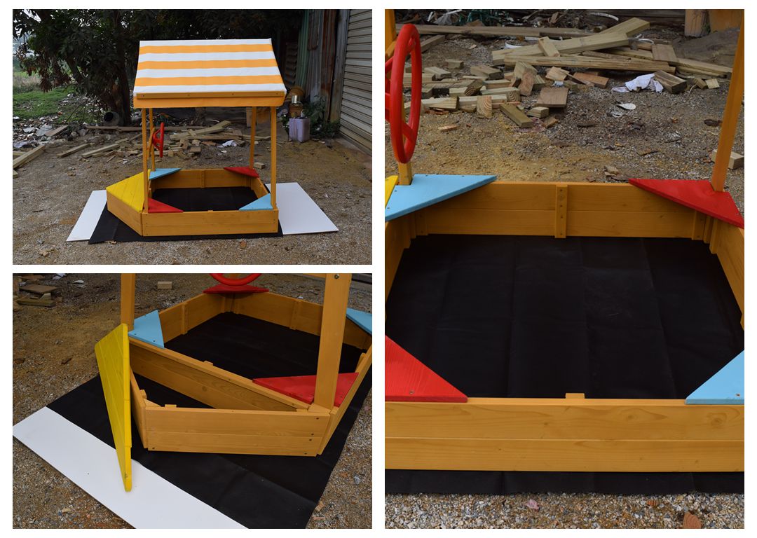 wooden sand box with canopy